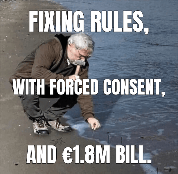 Fixing rules, — Guy Hammering Nails Into Sand meme