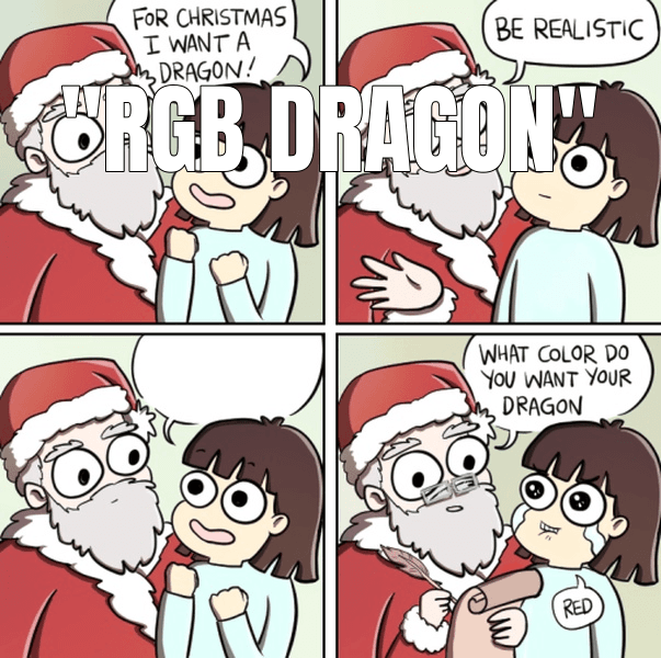 What Color Do You Want Your Dragon meme about "Where to Find the Colors Your Screen Can't Show You"