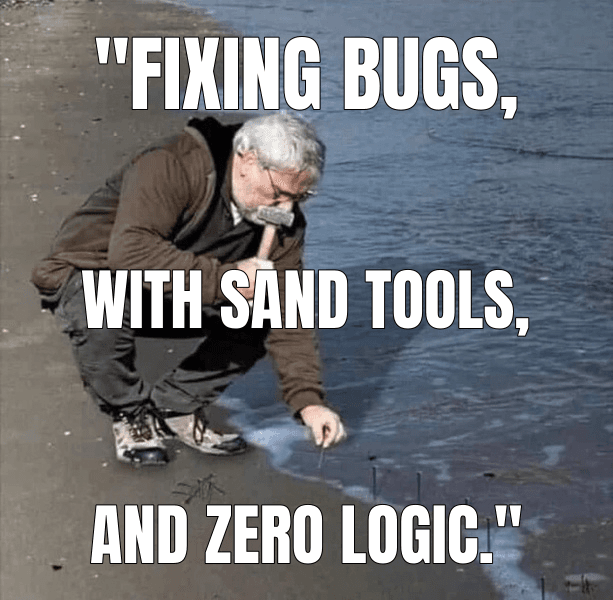 Guy Hammering Nails Into Sand meme about "Postmortem for Kernel Soundness Bug #14576"