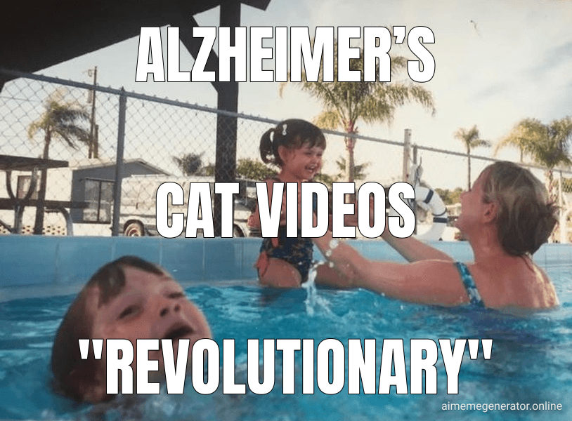 Mother Ignoring Kid Drowning In A Pool meme about "A controversial Alzheimer's surgery is said to reverse symptoms"