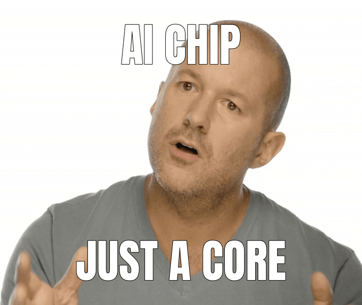 Jony Ive Redesigns Things meme about "Apple Core AI Framework"