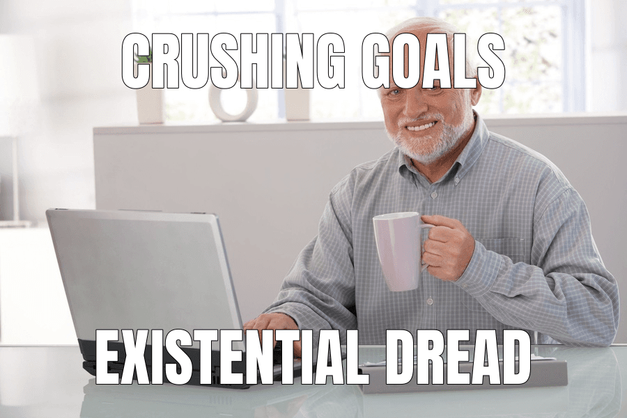 Hide the Pain Harold meme about "The Productivity Mirage"