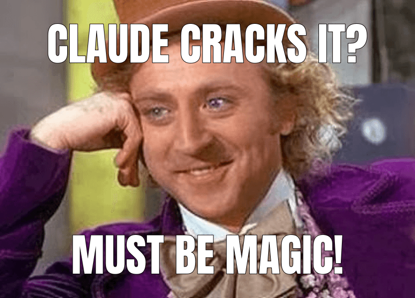 Condescending Wonka meme about "Discovering Cryptographic Weaknesses with Claude"