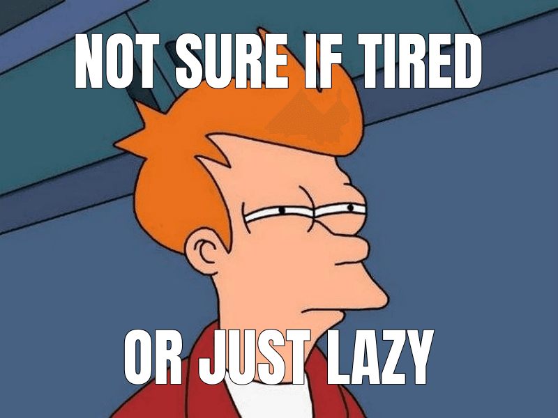 Not sure if tired (Futurama Fry meme)