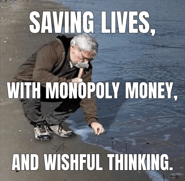 Saving lives, (Guy Hammering Nails Into Sand meme)