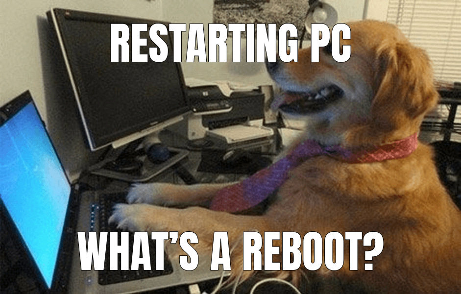 I Have No Idea What I'm Doing meme about "Have you restarted your computer this week?"
