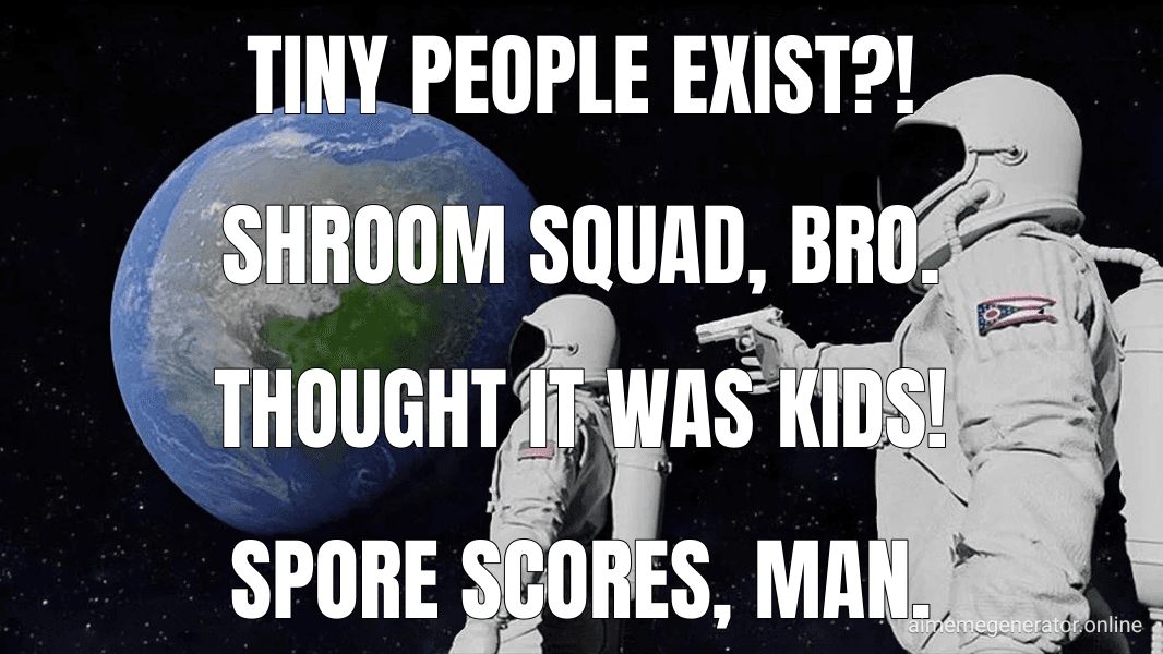 Always Has Been meme about "Mushroom behind 'tiny people' hallucinations identified"