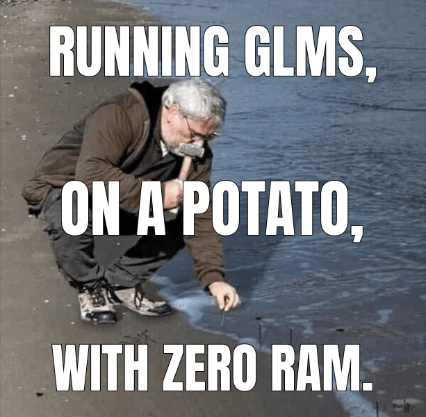 Running GLMs, — Guy Hammering Nails Into Sand meme